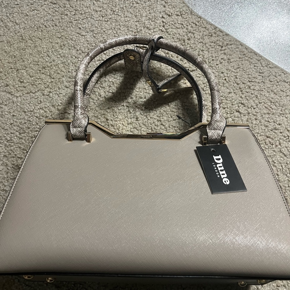 Dune London Beige Satchel with Textured Handles